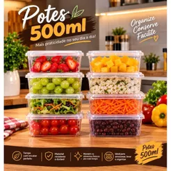Kit Potes Marmita fitness 500ML Transparente