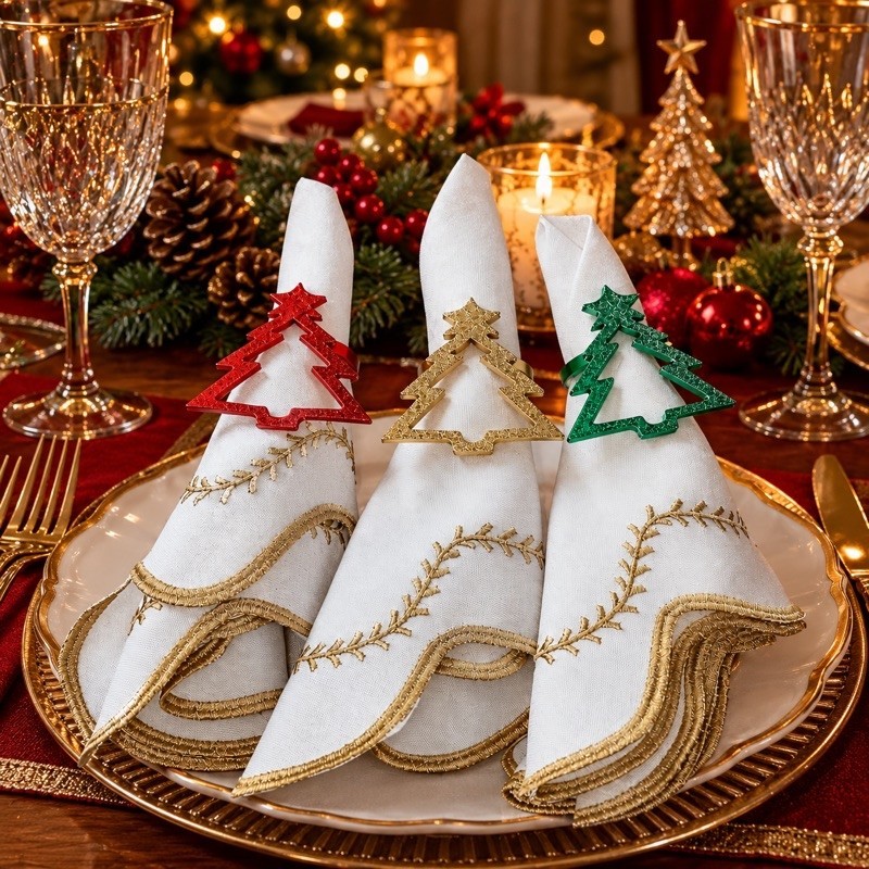 Kit 4 / 6 / 8 unidades Porta-guardanapos Arvore de Natal decoração de mesa, ideal para almoço e jantar