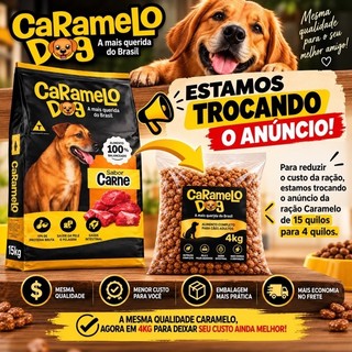 Ração cachorro Caramelo Dog 4kg Sabor Carne – A Ração Mais Querida do Brasil | Original SEM CORANTE OMEGA 3 e 6