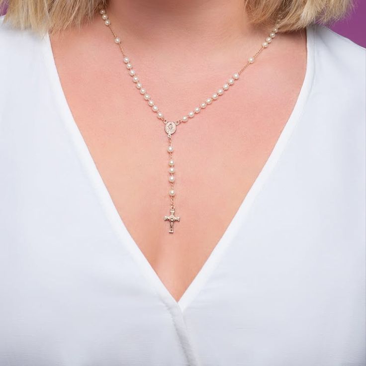 Detalhes do Colar Terço Religioso Nossa Senhora Aparecida Com Pérola Rosario Corrente Banhado A Ouro 18k