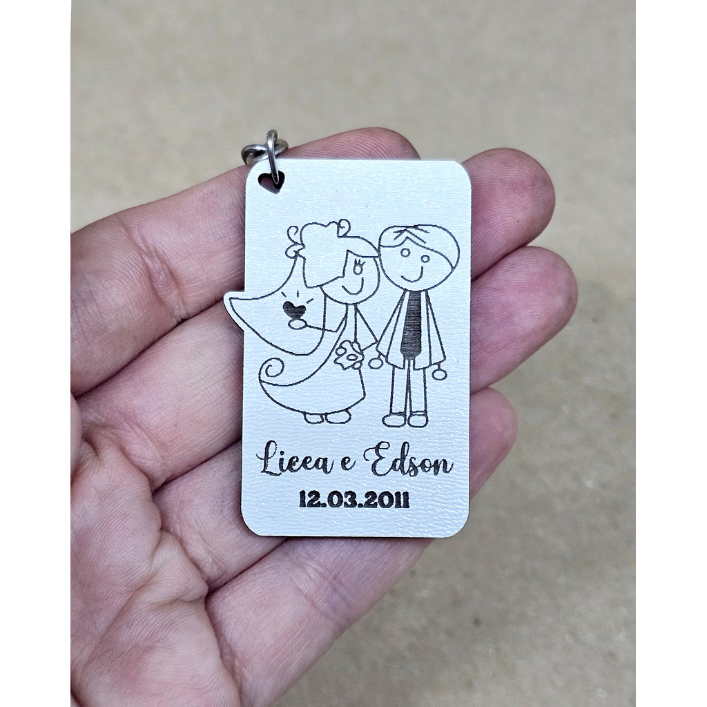 Kit 30 50 80 100 Chaveiro MDF Noivinhos Casamento Lembrancinha Personalizada Brinde Festa Noivado