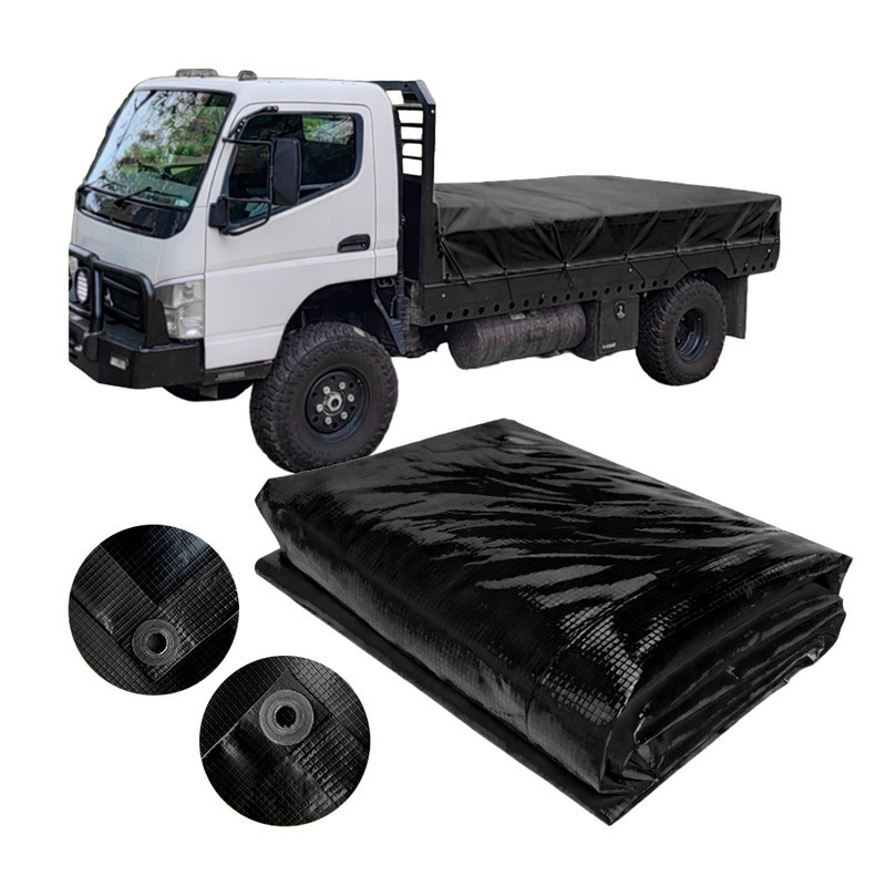 Lona CK400 Preta x Preta 10x4 M com Ilhós em PVC para Carretinhas e Caminhonetes