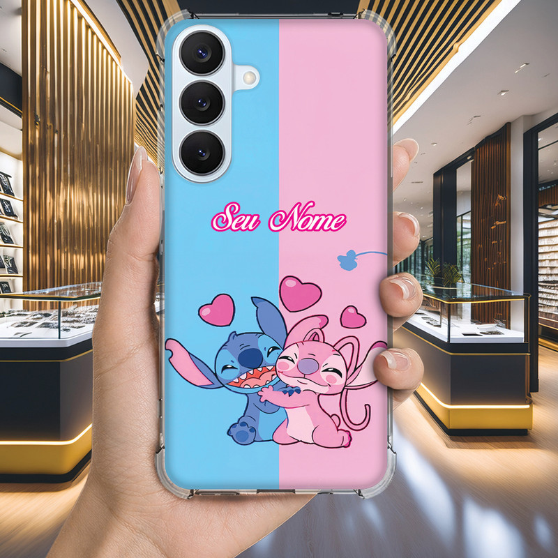 Capa Capinha GALAXY M15 M14 J7 PRO PRIME J6 2018 J5 J4 CORE J2 Anti-impacto Personalizada geek STITCH azul nome (3502)