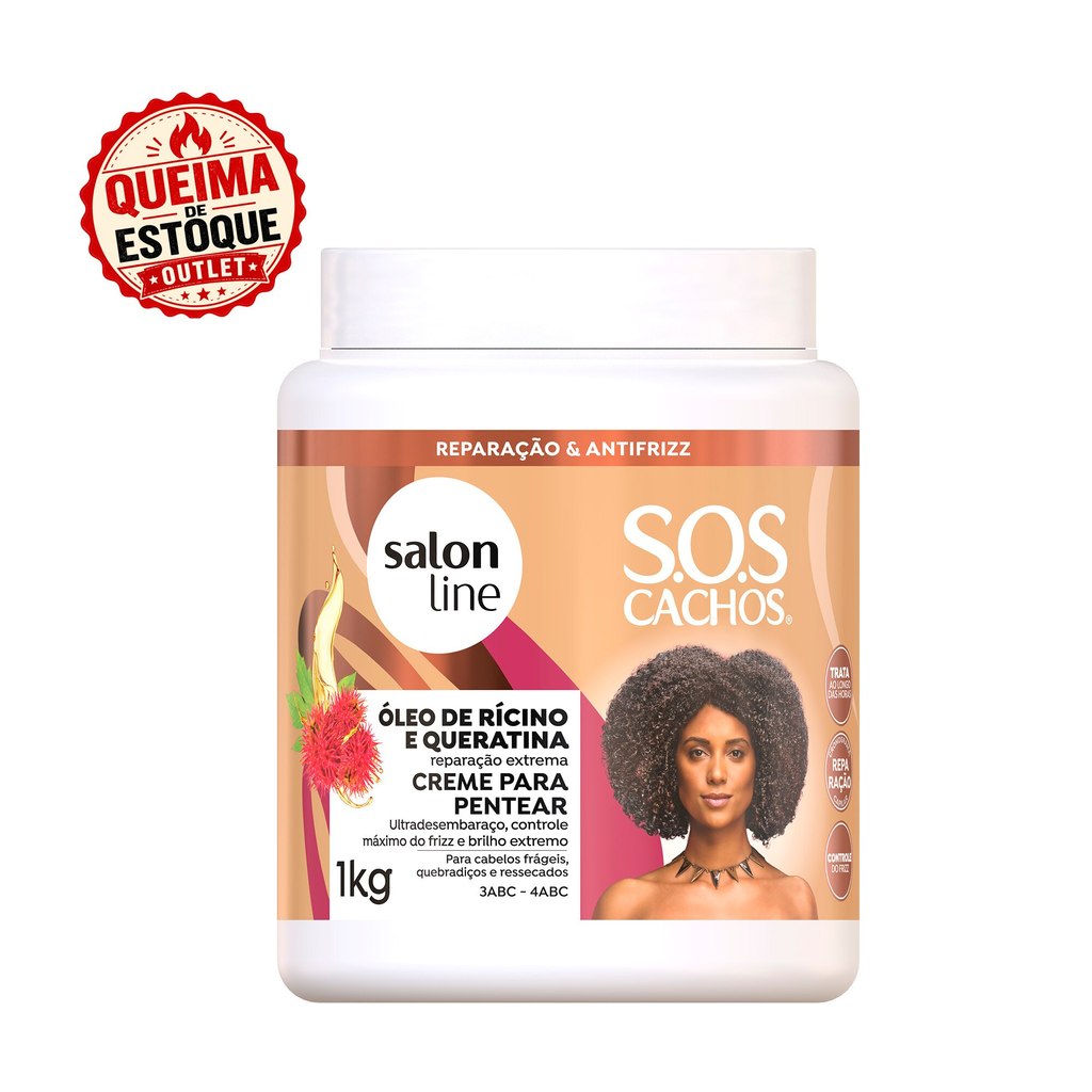 Creme para Pentear SOS Cachos Rícino e Queratina Salon Line 1kg