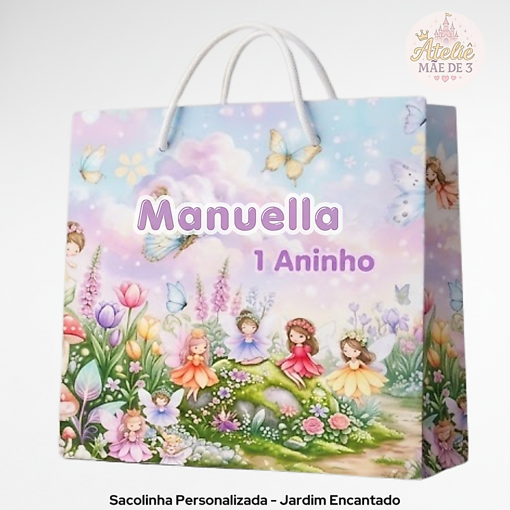 Sacolinhas Personalizadas Jardim Encantado - Festa Aniversário - KITS 5 ou 10 UNIDADES - Borboletas