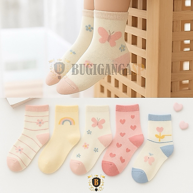 Kit até 18 Pares Meia Infantil  Menina Estampadas Criança Feminino 0 A 10 Anos Premium