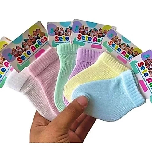KIT COM 12 POLIAMIDAS DE MEIA INFANTIL RN RECEM NASCIDO, MATERNIDADE, ENXOVAL, BEBE