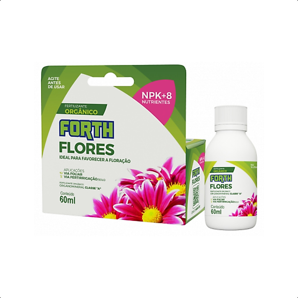 Fertilizante Adubo Orgânico Forth Jardim Flores 60ml Concentrado NPK+8 Manutenção Floração