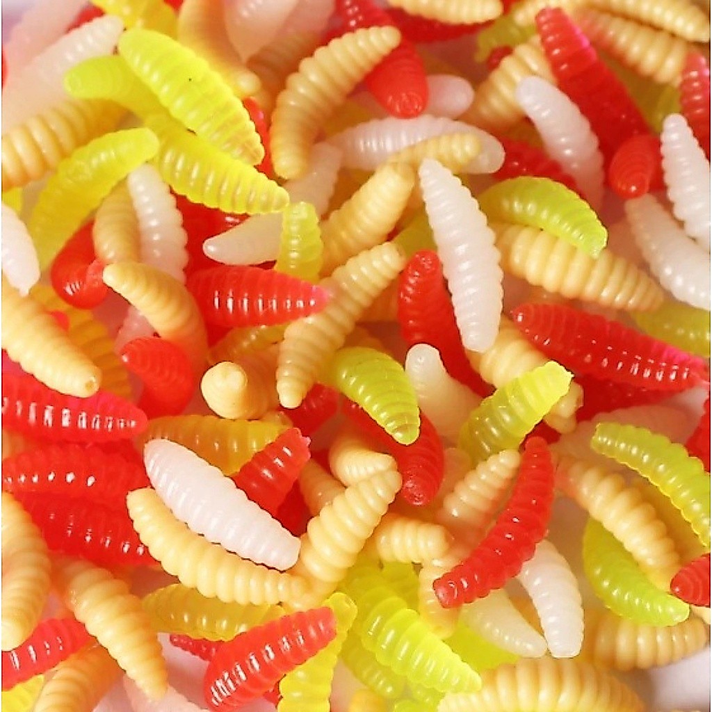Kit com 100 Iscas Artificiais Bichinho Laranja para Tilapia Piau Lambari Tucunaré cores mistas