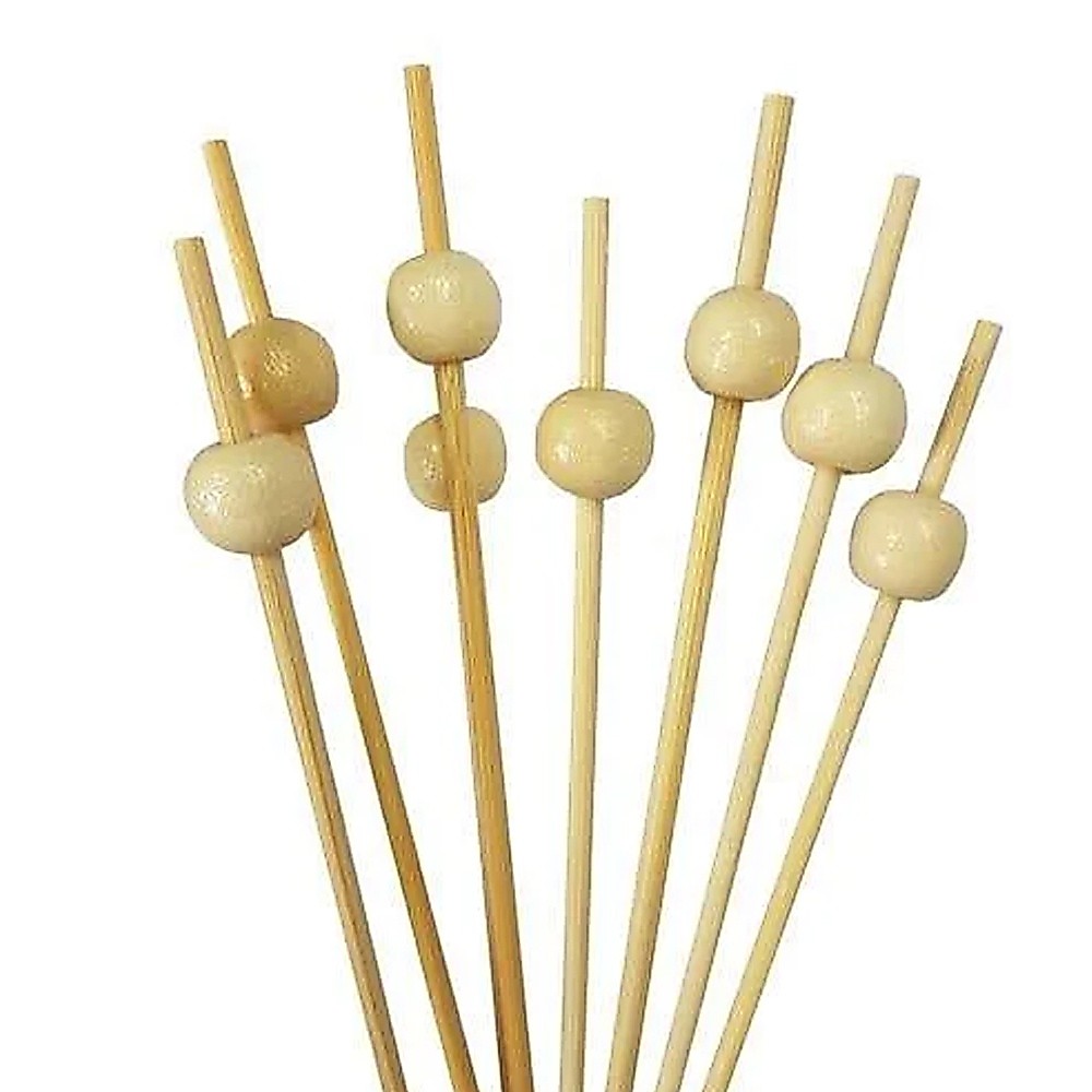 Palito em Bambu para petiscos com Bolinhas Neutra - 20 Unidades - Silver Festas - Rizzo