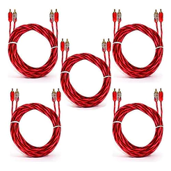 KIT 5 CABO RCA CRISTAL MATTE 1M E-TECH INJETADO PARA SOM AUTOMOTIVO