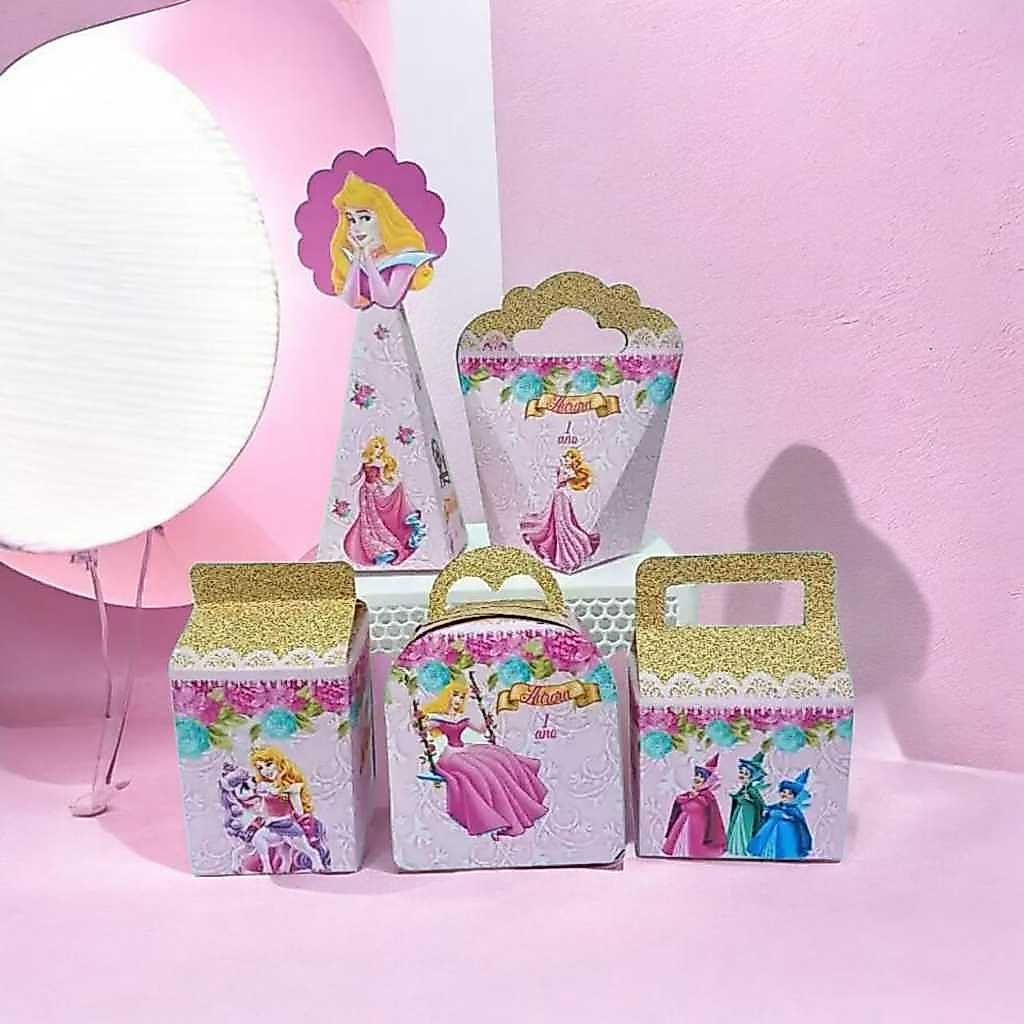 Kit Caixinhas Personalizadas  Bela Adormecida Aurora Festa Aniversário Lembrancinhas Personalizados