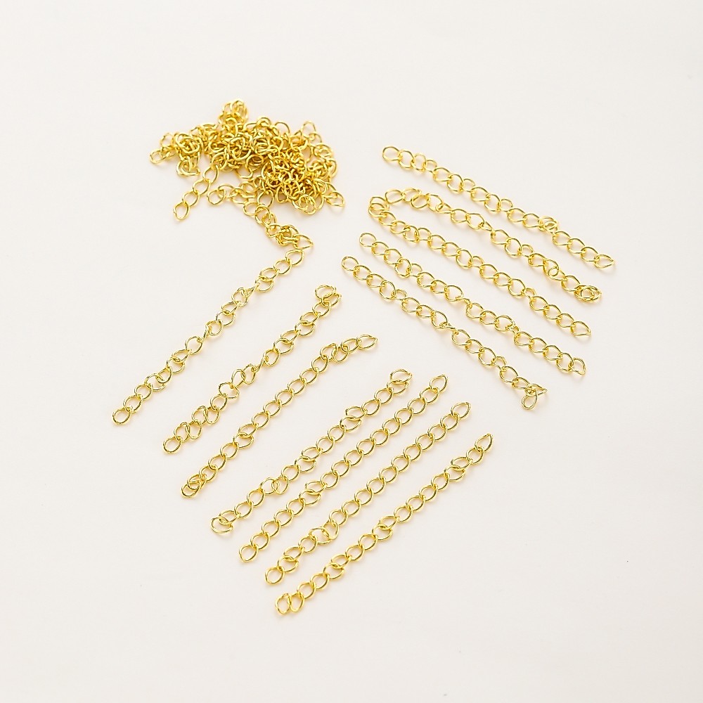 Corrente Extensora 5cm Folheado a Ouro 18K Alta Fixacao Ajustavel para Pulseira Colar Joias Artesanato DIY Kit 10a20un