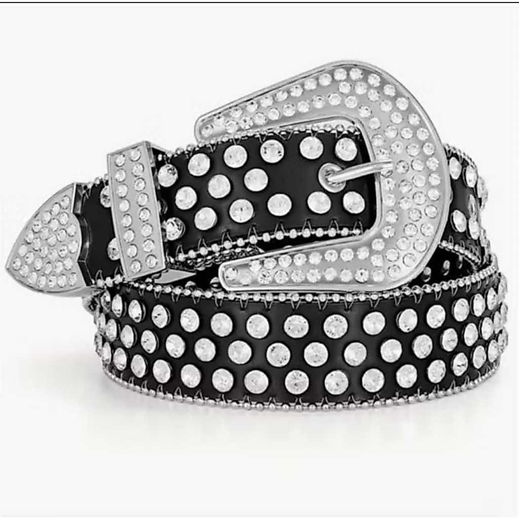 Cinto Feminino Country Pedraria Pedra Brilho Preto Strass