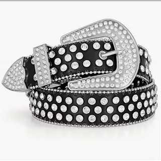 Cinto Feminino Country Pedraria Pedra Brilho Preto Strass