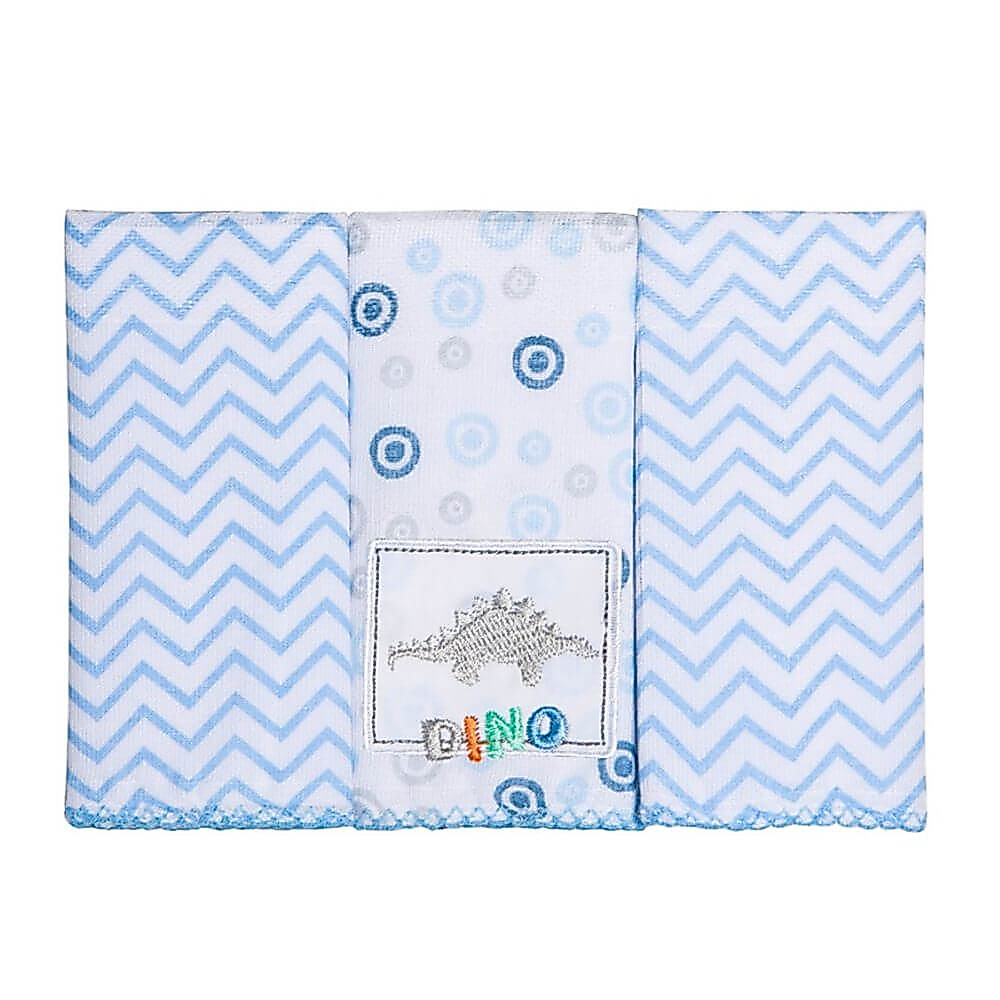 Kit Pano De Boca Estampado Papi Bordados Dino - 03 Peças