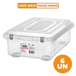 Kit 6 Caixas Organizadoras Transparentes 28,2L Top Stock Sanremo