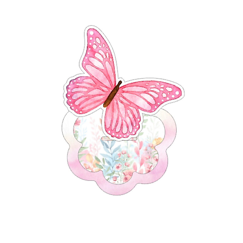 Kit Aplique 3D Personalizado Jardim das Borboletas Rosa Tags de Festa em Pé Lembrancinhas Temáticas Aniversário Infantil