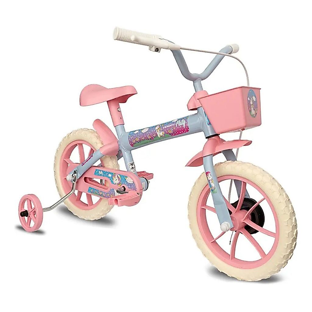 Bicicleta Infantil Aro 12 Verden com Rodinhas Cestinha Rodinhas Quadro em Aço Banco Regulável