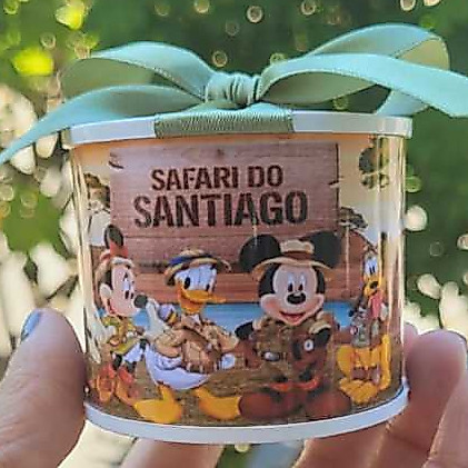 Tubolata Personalizada Mickey Safari 5x6cm – Lembrancinha para Festa, Chá de Bebê, Revelação e Maternidade,casamento