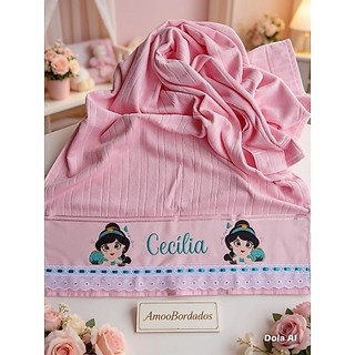 toalha de banho bordada com nome,toalha de princesa,toalha da Jasmine,princesa Jasmine