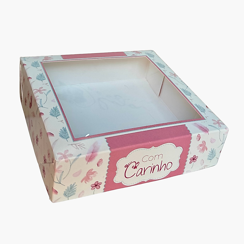 Caixa com Visor Acetato Quadrada 15x15x4 Olga Doce Flor Com Carinho c/10un — imagem 2 de 2