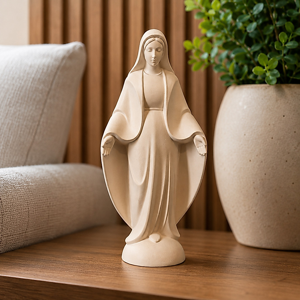 Figura Virgem Maria Decorativa Nossa Senhora Para Altar Sala Quarto Cantinho de Oração e Presente Católico