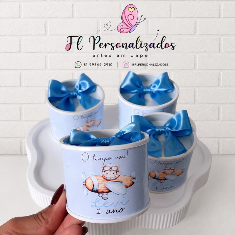 Lembrancinha Personalizada Ursinho Aviador Tempo Voa /Caixinha Ursinho Aviador -  Aniversário Maternidade