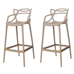 Kit 2 Banquetas Allegra Nude Polipropileno Cozinha Bistrô