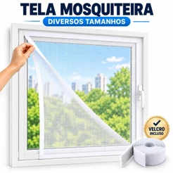 Tela Mosquiteiro Adesivo para Janela com Velcro Kit Proteção Mosquito Pernilongo Quarto Infantil Solteiro Casal