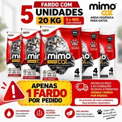 Areia Higiênica para Gatos Mimo Cat Kit 5x4 (20kg) Alta Absorção Controle de Odores