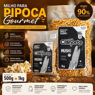 Milho para Pipoca Gourmet Mushroom 500g ou 1kg | Alta Taxa de Estouramento | Ideal para Caramelização