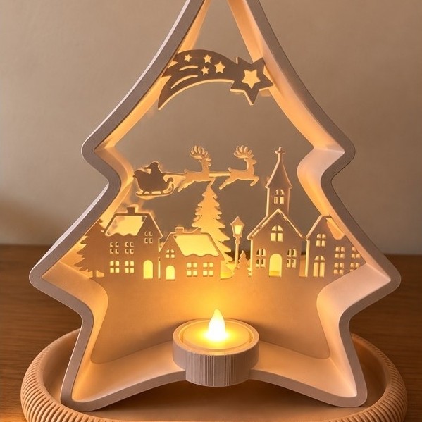 Árvore de Natal Decorativa Porta Vela | Enfeite Natalino 3D Decoração de Mesa e Casa
