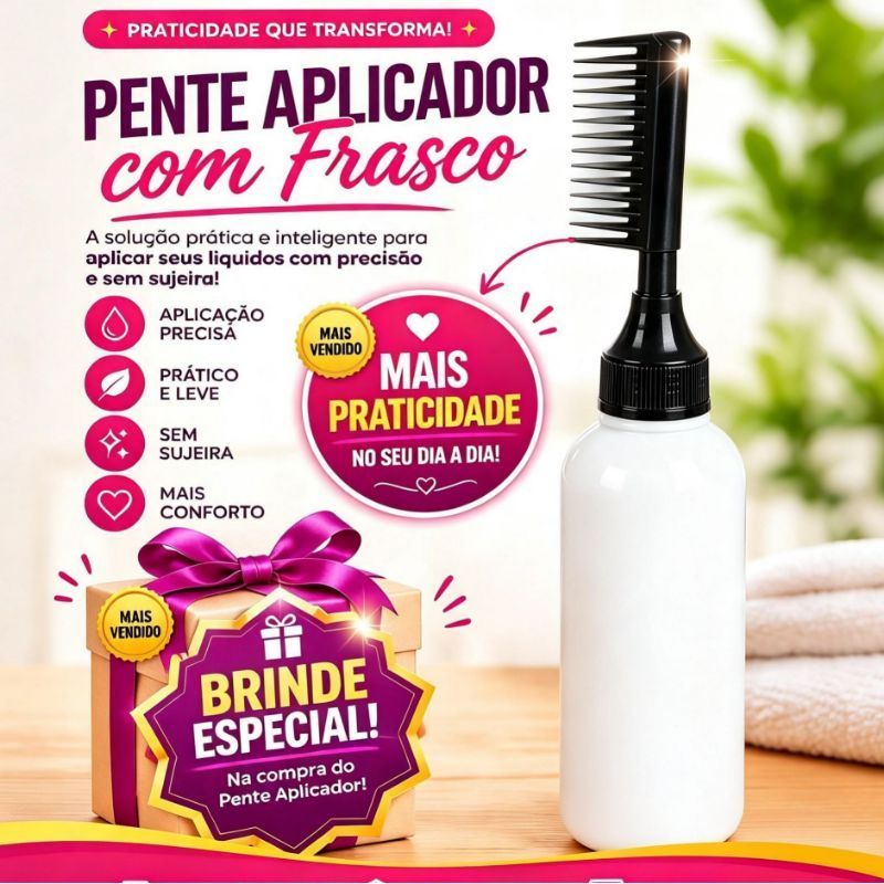 Pente Aplicador De Óleo/Creme/Tintura Para Todos Os Tipos De Cabelo