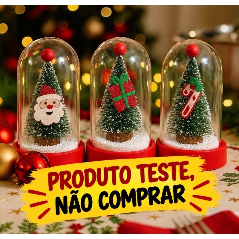 Luminária Cúpula De Mesa Enfeite De Natal Com Luz LED Colorida E 3 Baterias Inclusas