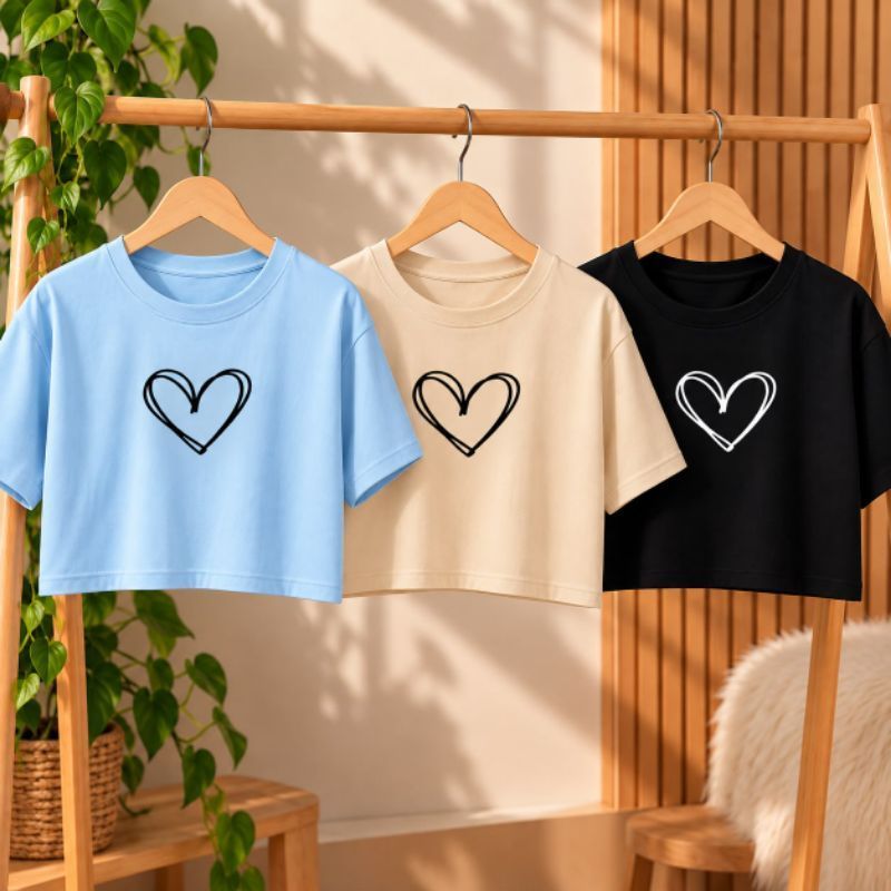 Blusa Feminina Estilosa Kit 3 Cropped Básico Estampados Com Gola Redonda Em Algodão Para Verão