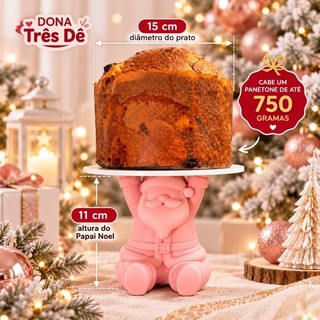 Papai Noel Porta-Panetone 3D Decorativo – Suporte Natalino para Panetone