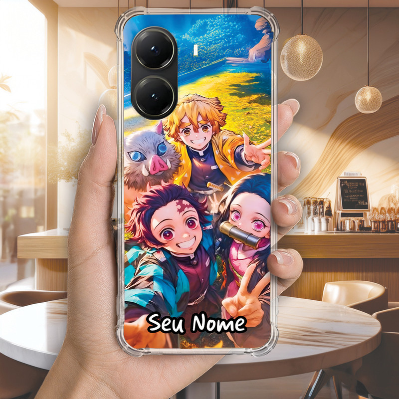 Capa Capinha REDMI NOTE 14 13 12 11 10 9 PRO 13C 12C Anti-impacto Personalizada anime TANJIRO nome (3518)