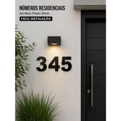 Kit 3 Números Residenciais Acrílico Preto 12cm Fachada Casa Corte Laser Personalizado Instalação