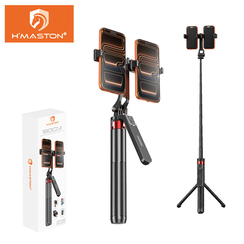 Electro Nest Bastão Pau de selfie Tripé Retrátil Com Luz LED Controle Bluetooth Celular 180CM ZP-38