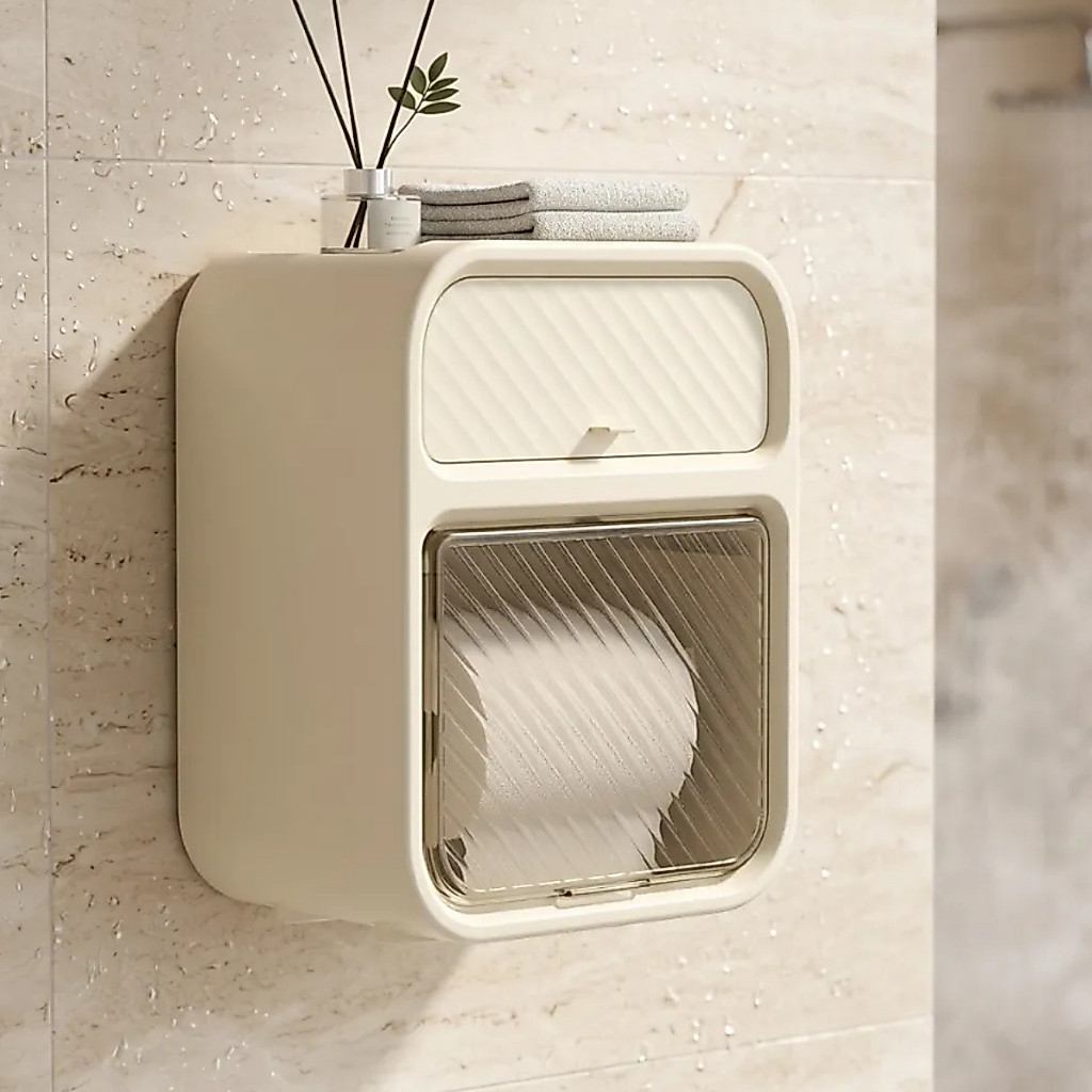 Suporte Organizador de Banheiro Multifuncional - Papel Higiênico e Lenços BEGE