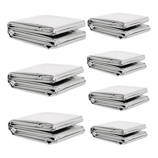 Kit 7 Cobertor Manta Térmica Aluminizado Isolante Emergência Resgate Acampamento Camping Hipotermia Morador de Rua Doação Procedimento Estético Estética Aquecimento Proteção Calor Frio Quente Gelado Térmico Polietileno Aluminada Vitima Isolante Montanha
