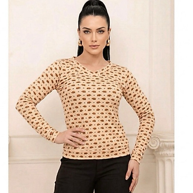 Blusa Feminina Manga Longa Modinha Blogueira Tendência Luxo Confortável Capuz