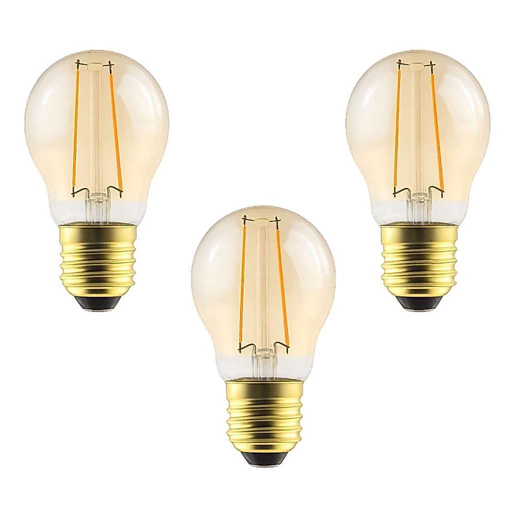 3 Lâmpada Filamento Led Bolinha Decorativa 2w Bivolt E27 Varal de Luz Retrô Vintage Lustre Amarelo