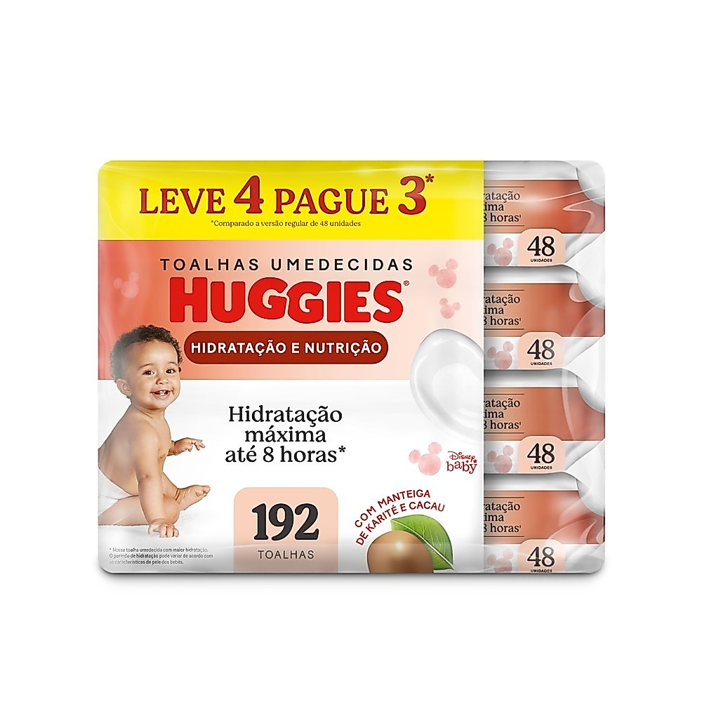 Lenços Huggies Hidratação e Nutrição Contra Assaduras 4x48Un