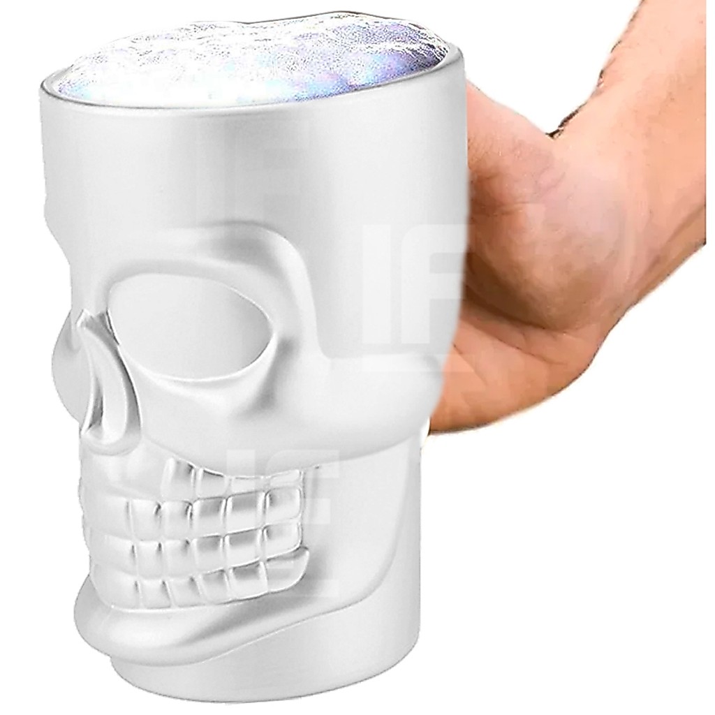 Copo Drink Chopp Vidro Caneca Cabeça Caveira Crânio 520ml