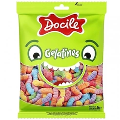Bala de Gelatina Minhocas Ácidas 1kg - Docile