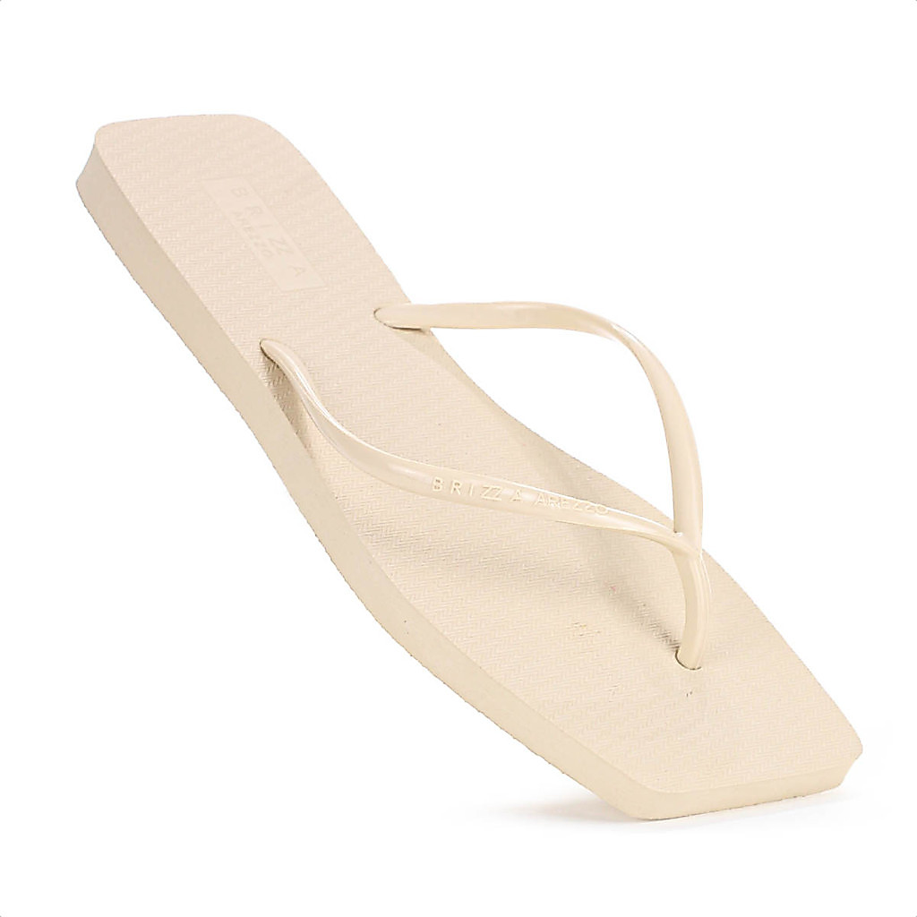 Chinelo Brizza Arezzo Bico Quadrado Tira Slim Bege - Feminino