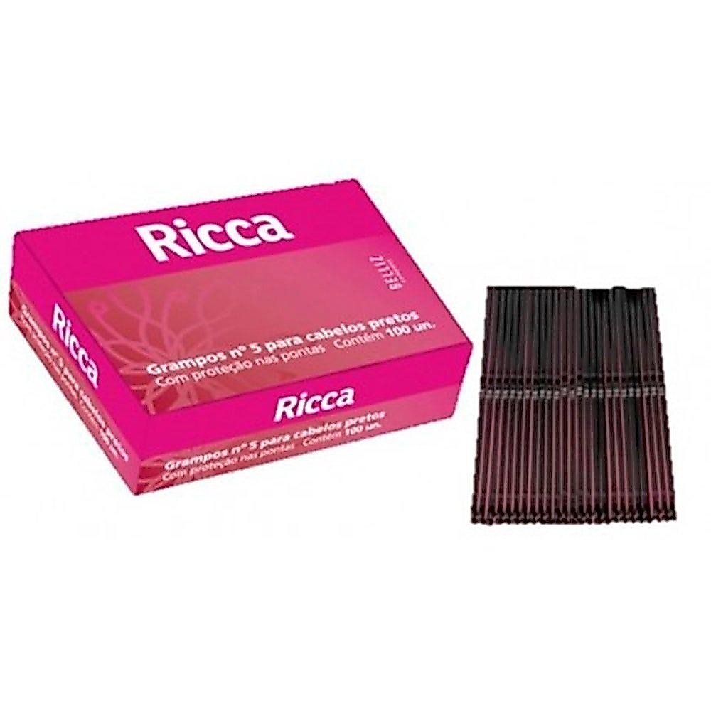 Grampos De Cabelo Ricca No5 Preto 3107 c/100un