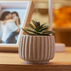 Vaso Cachepot Decorativo Em Cimento Com Planta Suculenta Artificial - Decoração Prática Para Sua Casa